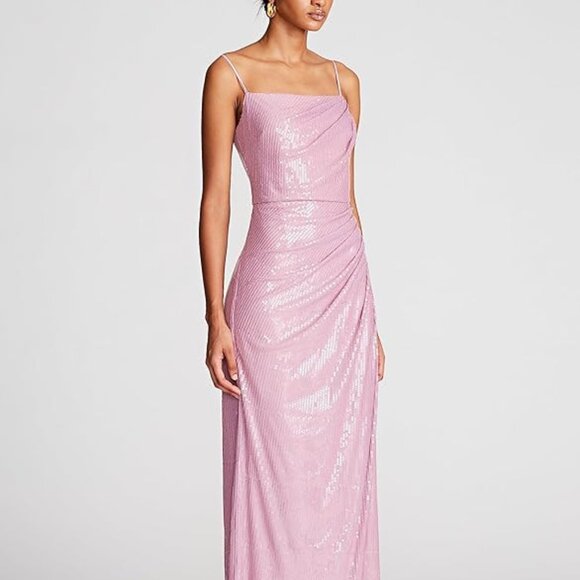 HALSTON Alania Gown in Stretch Sequin Wisteria Sz US 10 - Picture 2 of 3